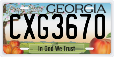 GA license plate CXG3670