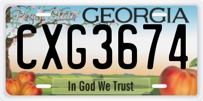 GA license plate CXG3674