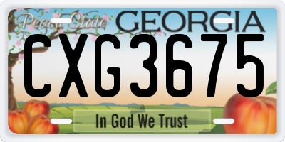 GA license plate CXG3675