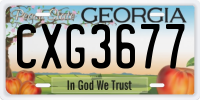 GA license plate CXG3677