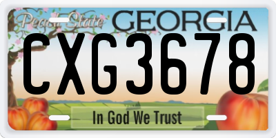 GA license plate CXG3678