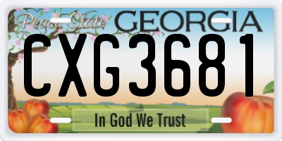 GA license plate CXG3681