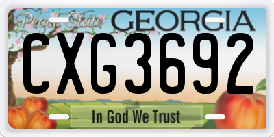 GA license plate CXG3692