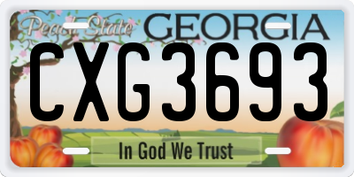 GA license plate CXG3693