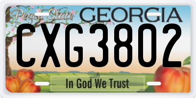 GA license plate CXG3802