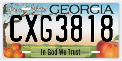 GA license plate CXG3818