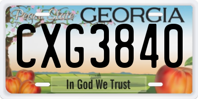 GA license plate CXG3840