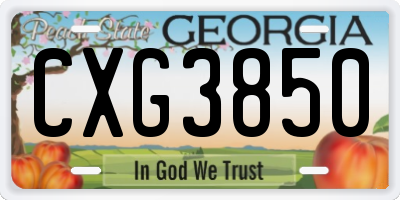 GA license plate CXG3850