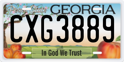GA license plate CXG3889
