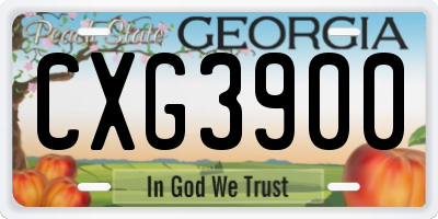 GA license plate CXG3900