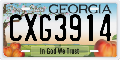 GA license plate CXG3914
