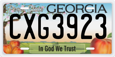 GA license plate CXG3923