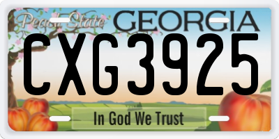 GA license plate CXG3925