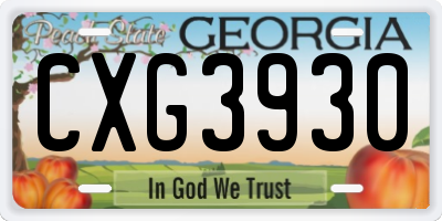 GA license plate CXG3930
