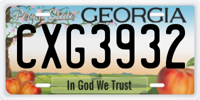 GA license plate CXG3932