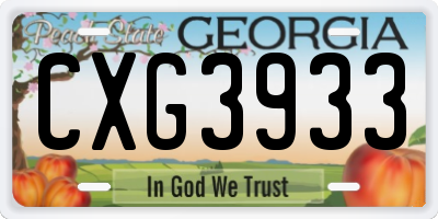 GA license plate CXG3933
