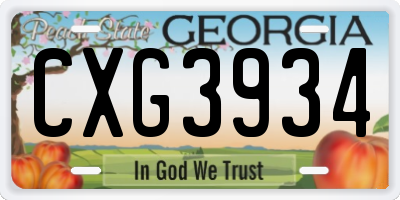 GA license plate CXG3934