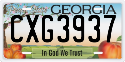 GA license plate CXG3937