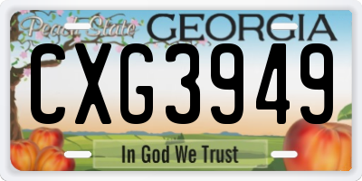 GA license plate CXG3949