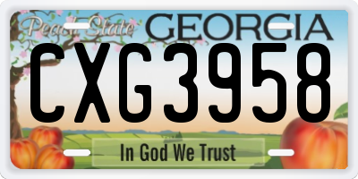 GA license plate CXG3958