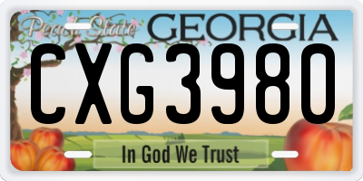 GA license plate CXG3980
