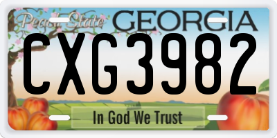 GA license plate CXG3982