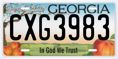 GA license plate CXG3983