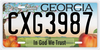 GA license plate CXG3987