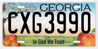 GA license plate CXG3990