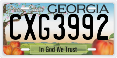 GA license plate CXG3992