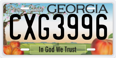 GA license plate CXG3996