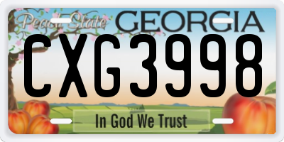 GA license plate CXG3998