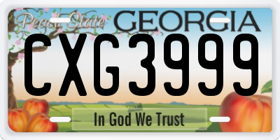 GA license plate CXG3999