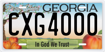 GA license plate CXG4000