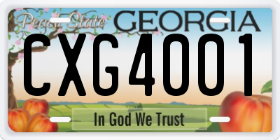 GA license plate CXG4001