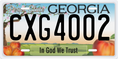 GA license plate CXG4002