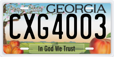 GA license plate CXG4003