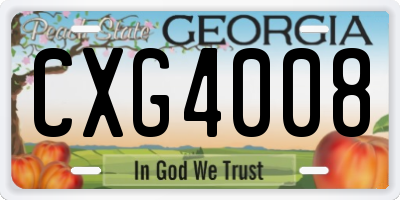 GA license plate CXG4008