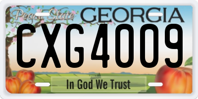 GA license plate CXG4009
