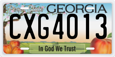 GA license plate CXG4013