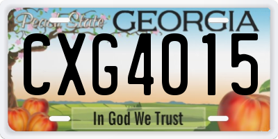 GA license plate CXG4015