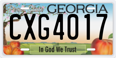 GA license plate CXG4017