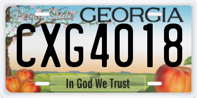 GA license plate CXG4018