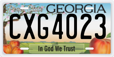 GA license plate CXG4023