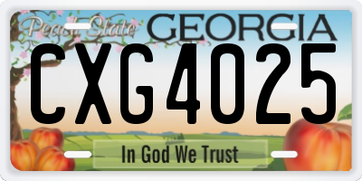 GA license plate CXG4025