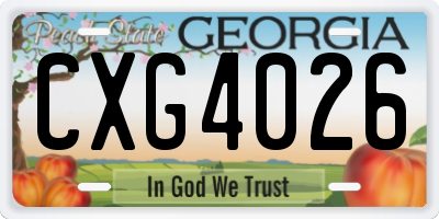 GA license plate CXG4026