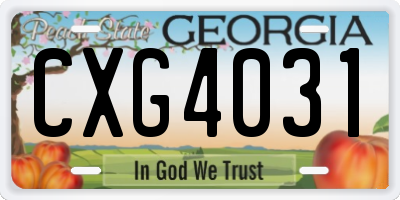 GA license plate CXG4031