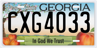 GA license plate CXG4033