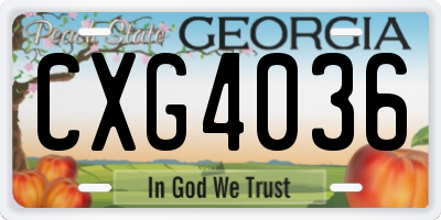 GA license plate CXG4036