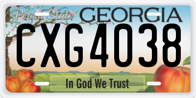 GA license plate CXG4038